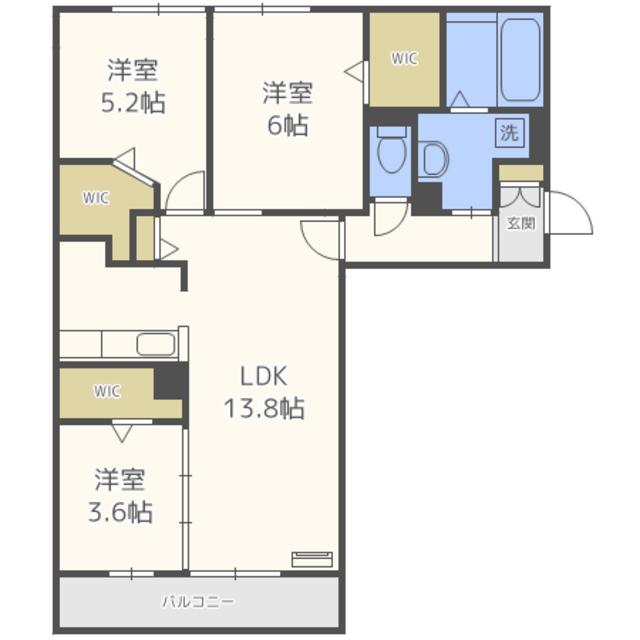 D-ROOM大濠(3LDK/2階)の間取り写真