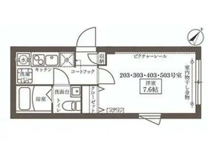 COCOCUBE中延(1K/2階)の間取り写真