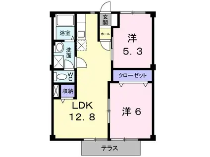 トラッド杉本(2LDK/1階)の間取り写真
