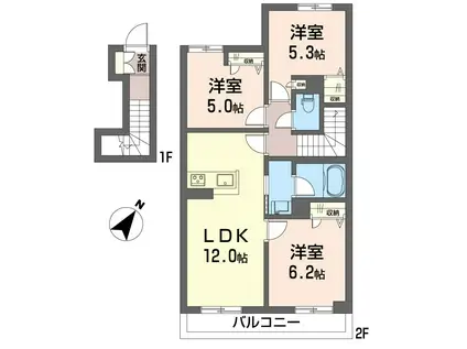 シャインポート原宿II(3LDK/2階)の間取り写真
