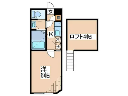 ベルデ淵野辺(1K/2階)の間取り写真