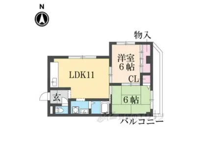 ベルビュ離宮(2LDK/6階)の間取り写真