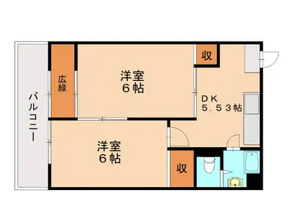 サーフサイドビル到津(2DK/2階)の間取り写真