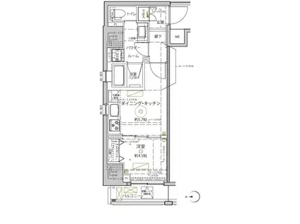 クレイシア秋葉原ラグゼスイート(1DK/2階)の間取り写真