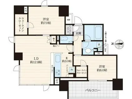 クレヴィア錦糸公園(2LDK/13階)の間取り写真