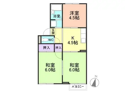 プレジール浜ノ宮(3K/2階)の間取り写真