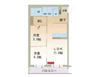 テラスビュー(2LDK/3階)の間取り写真