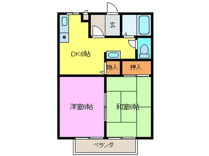 ファミール下加茂IIA・B(2DK/1階)の間取り写真