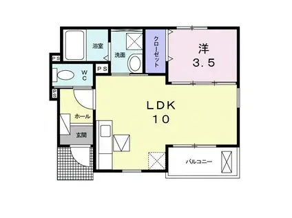 ベアーズ クレイドル(1LDK/1階)の間取り写真