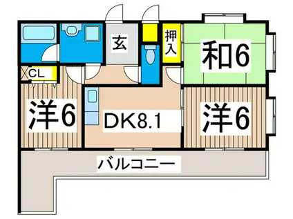 HILLSIDE KURATA(3DK/2階)の間取り写真