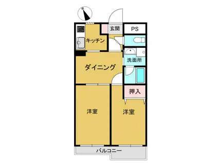 ヒルトップ88(2DK/1階)の間取り写真