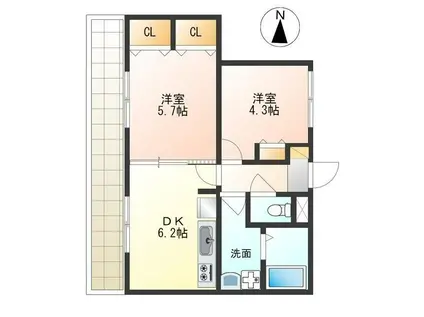 アパートメントハウス・ダニエリ(2DK/4階)の間取り写真