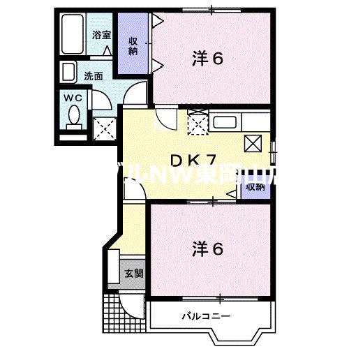 プロムナードΑ(2DK/1階)の間取り写真