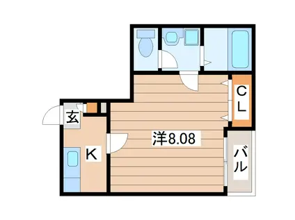 クレフラスト河原町駅南(1K/2階)の間取り写真