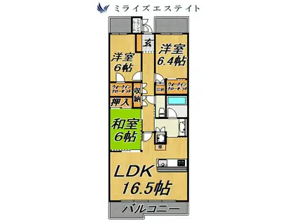 プラウド東山公園(3LDK/4階)の間取り写真