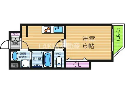 LAND GALAXY(1K/2階)の間取り写真