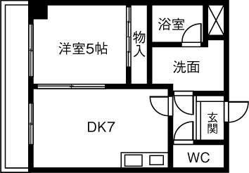 サンローズ本町(1DK/5階)の間取り写真