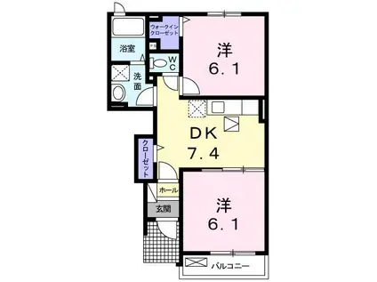 プロムナードさくら2番館(2DK/1階)の間取り写真