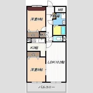 グランシャリオ(2LDK/3階)の間取り写真