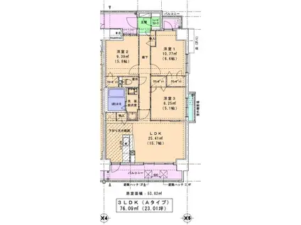 クレストラック(3LDK/6階)の間取り写真