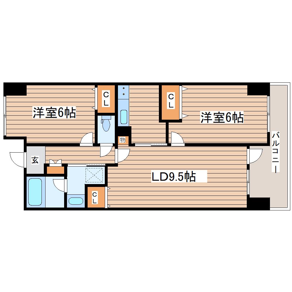 ノア本屋敷(2LDK/2階)の間取り写真