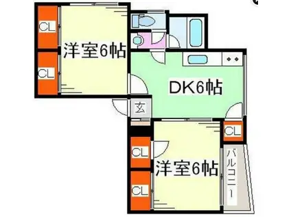 吉長ビル(2DK/7階)の間取り写真