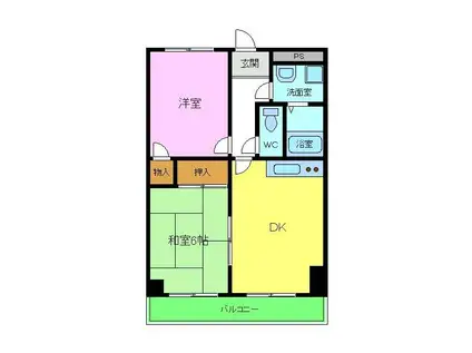 らぽーる(2DK/2階)の間取り写真