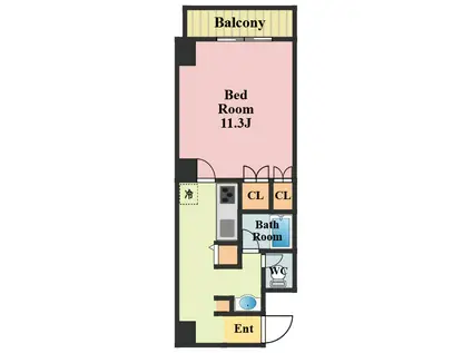 イルソーレ(1DK/4階)の間取り写真