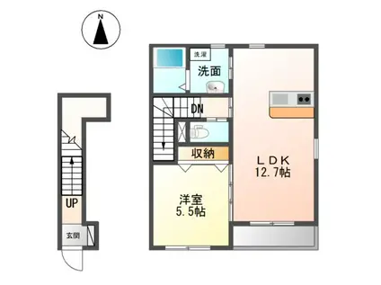 JR東海道本線 岐阜駅 バス乗車時間:25分 最寄りバス停で下車 徒歩2分 2階建 築13年(1LDK/2階)の間取り写真