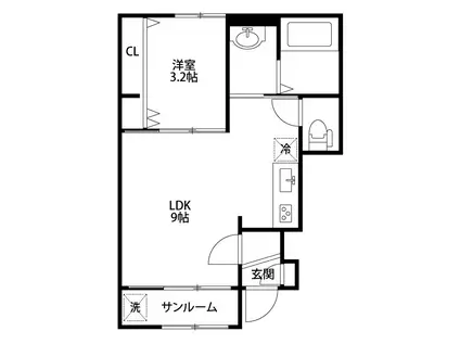CASA LIBERTA I(1LDK/1階)の間取り写真