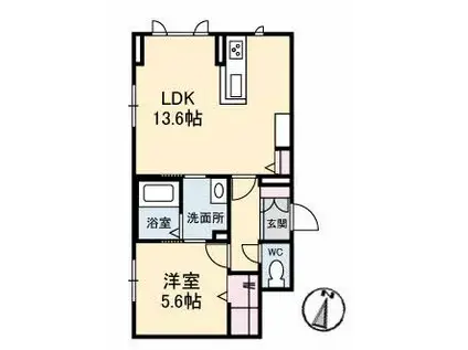 ヴィーロ キャピターレ(1LDK/1階)の間取り写真