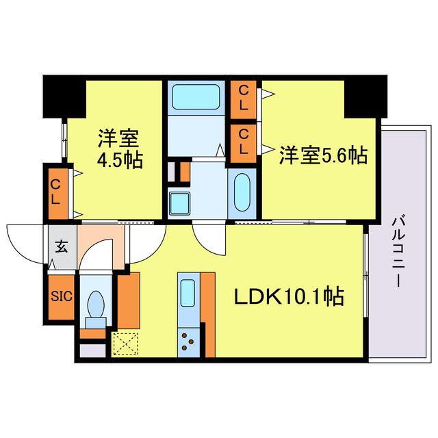 LOUIS RESIDENCE弁天町(2LDK/2階)の間取り写真