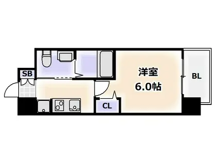 ラクラス阿倍野元町(1K/5階)の間取り写真