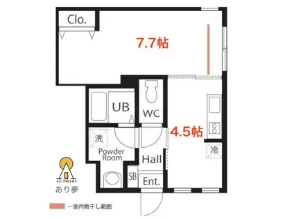 ハーミットクラブハウス蒔田(1DK/1階)の間取り写真