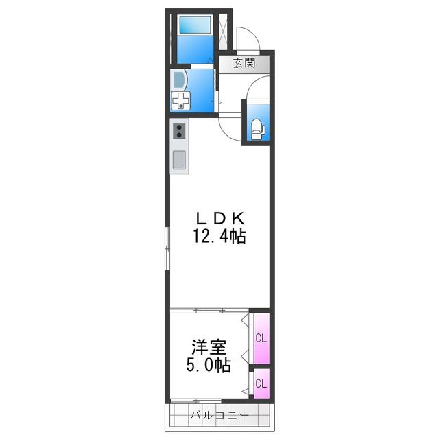 フジパレス今川公園V番館(1LDK/2階)の間取り写真