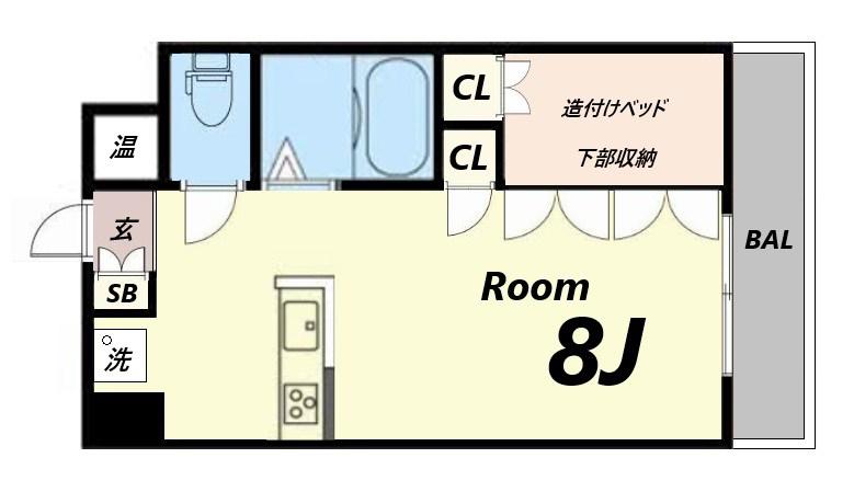 ロッキーコートナカヤ(ワンルーム/8階)の間取り写真