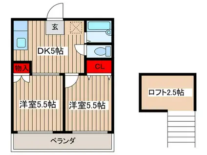 ハイツKIKUCHI(2DK/2階)の間取り写真