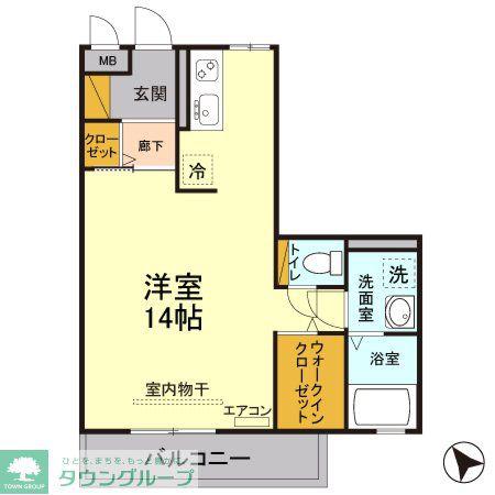 グリシーヌA(ワンルーム/3階)の間取り写真