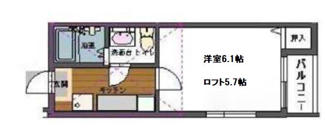 アルエット旭ヶ丘(1K/1階)の間取り写真