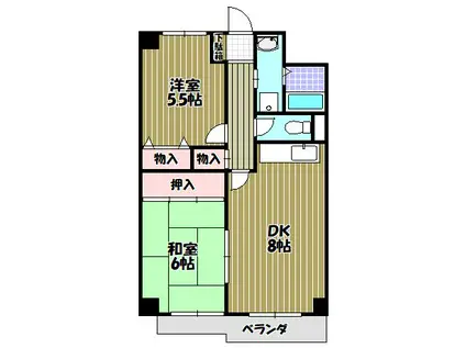 ハイマート宮山台(2DK/4階)の間取り写真
