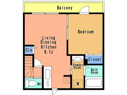 フュチュール モンレーヴ(1LDK/2階)の間取り写真