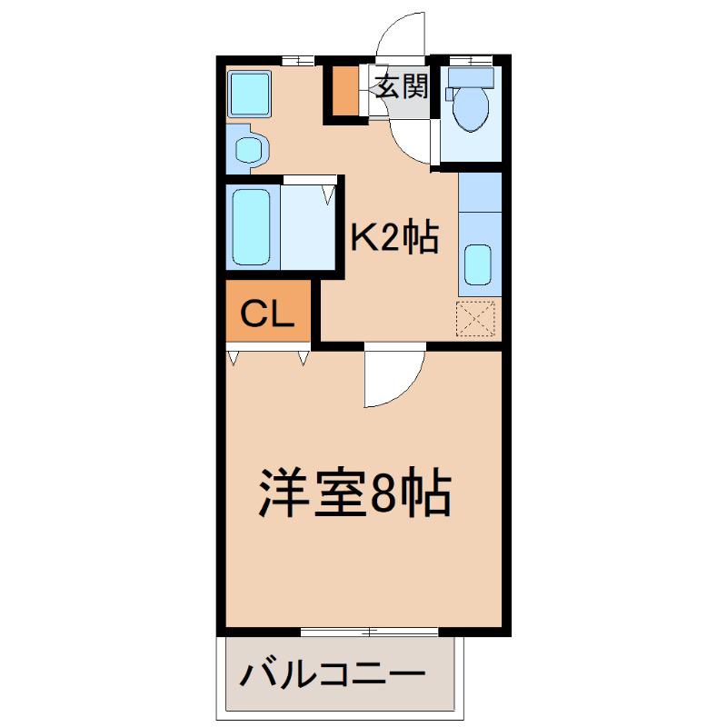 フェヴァリーF(1K/2階)の間取り写真