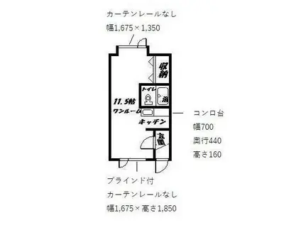 アルファ2(ワンルーム/2階)の間取り写真