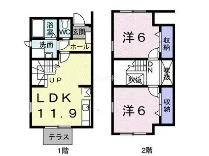 レフィナ-ドC(2LDK/1階)の間取り写真