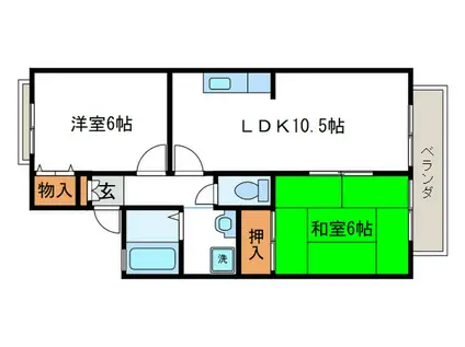 アゼリア桂川(2LDK/2階)の間取り写真
