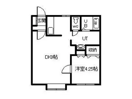 ロイヤルハイツ322B(1DK/1階)の間取り写真