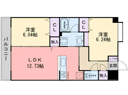 リバレイン(2LDK/6階)の間取り写真