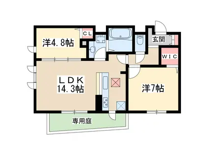 コンフォートヒロシバ(2LDK/1階)の間取り写真
