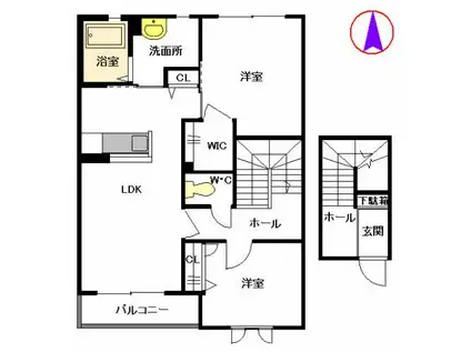 ヴィラーチェ花水木(2LDK/2階)の間取り写真