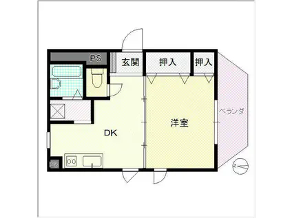 FELIZ(1DK/2階)の間取り写真